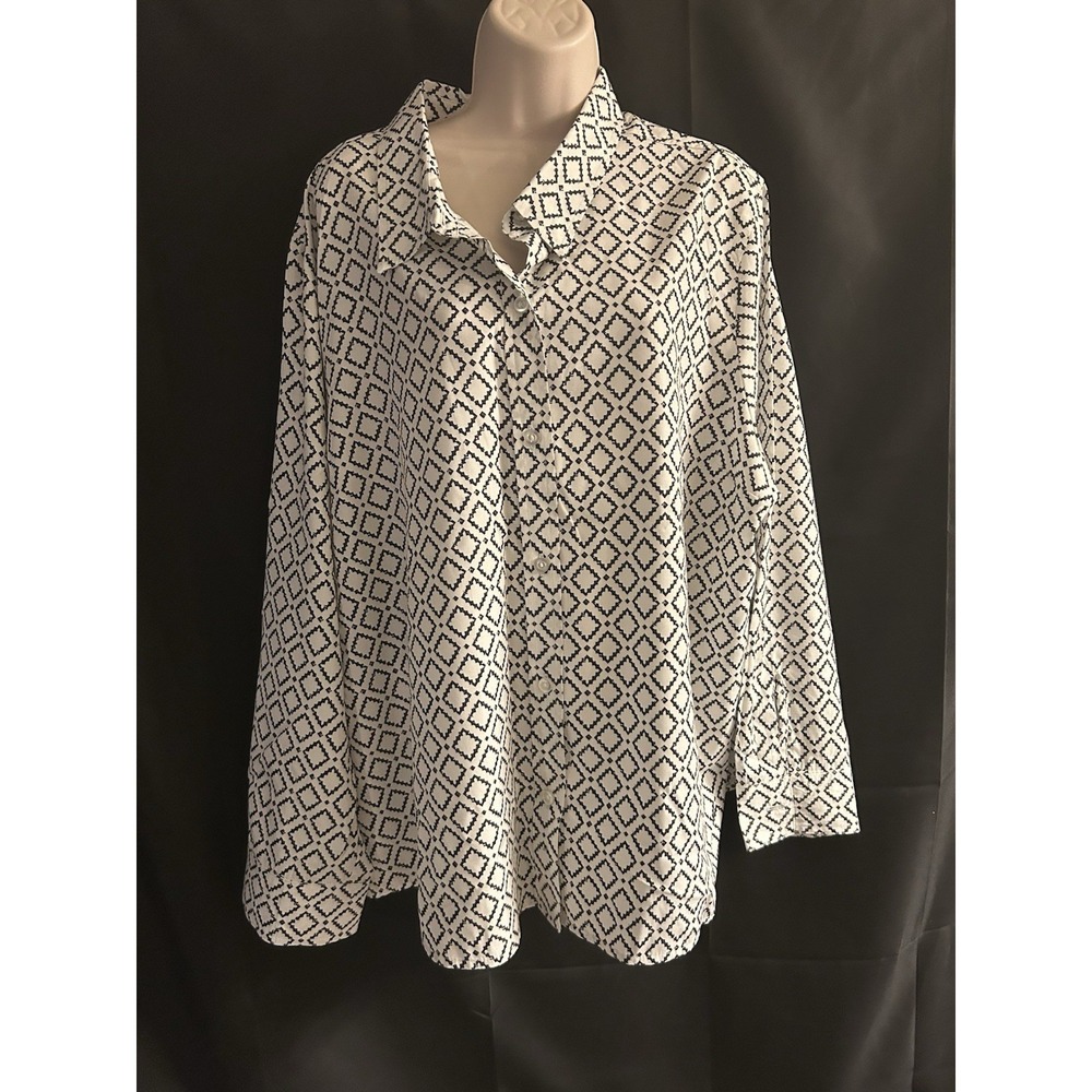 New 3XL Blair button Front Black-And-White Top #1826*8 (dd)
